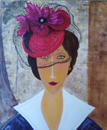 绘画 标题为“La Parisienne” 由Geneviève Madrigal, 原创艺术品, 油 安装在木质担架架上