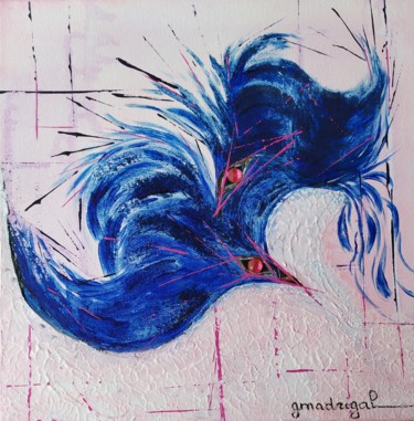 Peinture intitulée "Les oiseaux bleus" par Geneviève Madrigal, Œuvre d'art originale, Acrylique Monté sur Châssis en bois