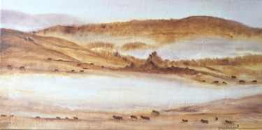 Картина под названием "Vaches à Lous Passa…" - Geneviève Madrigal, Подлинное произведение искусства, Масло Установлен на Дер…