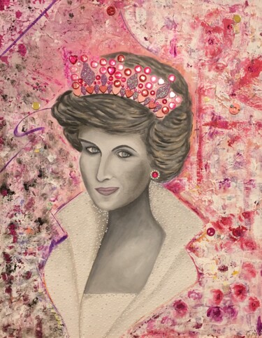 Painting titled "PRINCESSE DES COEURS" by Geneviève Madrigal, Original Artwork, Oil Mounted on artwork_cat.