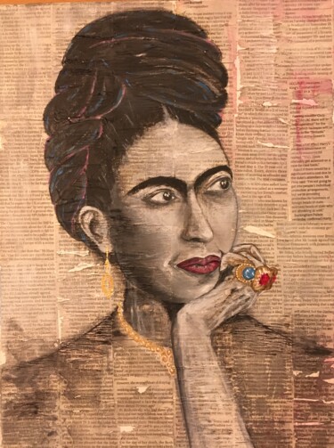Painting titled "ICONE" by Geneviève Madrigal, Original Artwork, Oil Mounted on Wood Stretcher frame