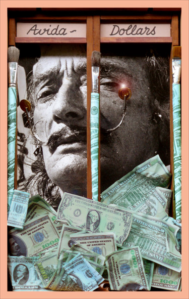 Scultura intitolato "Avida-dollars" da Gilles-Marie Baur, Opera d'arte originale, Collages