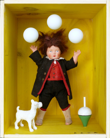 Скульптура под названием "Le jongleur" - Gilles-Marie Baur, Подлинное произведение искусства, Дерево