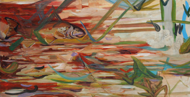 Painting titled "Pêcheurs et poisson…" by Grégory M. Compagnon, Original Artwork, Oil