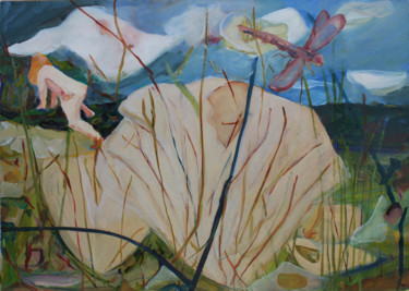 Peinture intitulée "Evasion libellule" par Grégory M. Compagnon, Œuvre d'art originale, Huile