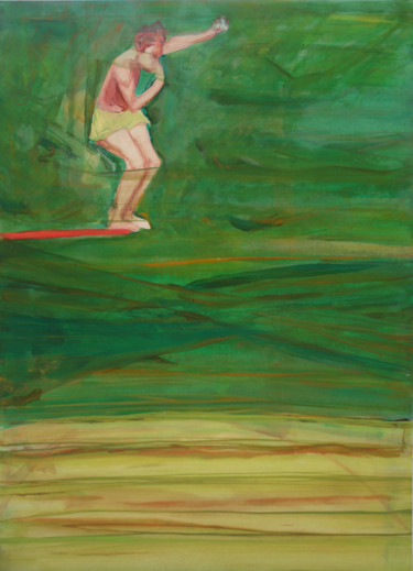 Painting titled "plongeon le poing l…" by Grégory M. Compagnon, Original Artwork, Oil