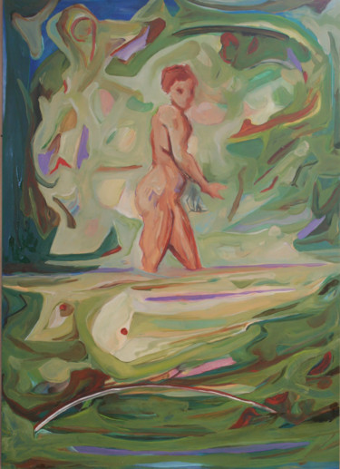 Peinture intitulée "meet at the river" par Grégory M. Compagnon, Œuvre d'art originale, Huile