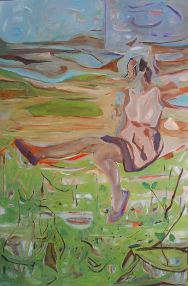 Painting titled "balancoire hypnotiq…" by Grégory M. Compagnon, Original Artwork, Oil