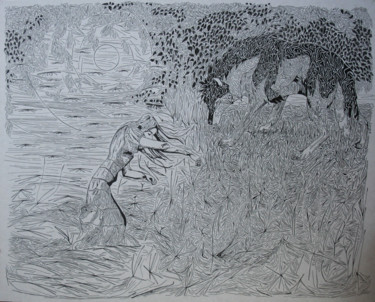 Drawing titled "chaperon rouge" by Grégory M. Compagnon, Original Artwork, Ink