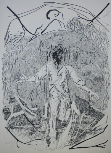 Dessin intitulée "somnanbulisme" par Grégory M. Compagnon, Œuvre d'art originale, Encre