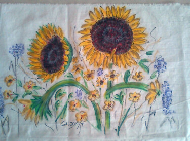 纺织艺术 标题为“Ηλιοτρόπια” 由Georgia Melanitou (G.M.), 原创艺术品, 颜料