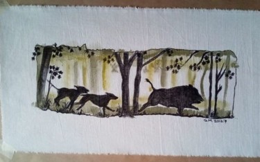 图画 标题为“Κίνηση στο δάσος” 由Georgia Melanitou (G.M.), 原创艺术品, 颜料