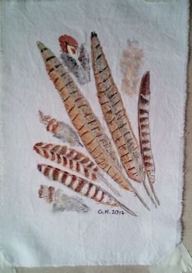 Σχέδιο με τίτλο "Σύνθεση φτερών" από Georgia Melanitou (G.M.), Αυθεντικά έργα τέχνης, Χρωστικές ουσίες