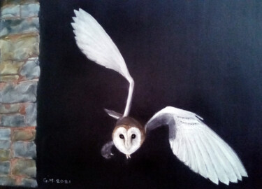 Peinture intitulée "Νυχτερινή πτήση" par Georgia Melanitou (G.M.), Œuvre d'art originale, Fusain