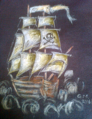 Desenho intitulada "Πειρατικό" por Georgia Melanitou (G.M.), Obras de arte originais, Pigmentos