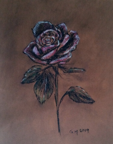 Disegno intitolato "τριαντάφυλλο σε καφ…" da Georgia Melanitou (G.M.), Opera d'arte originale, Carbone