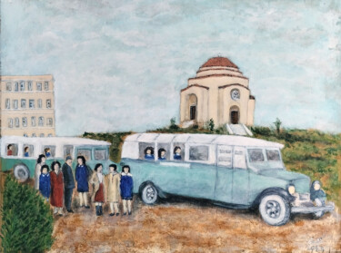 Painting titled "Σχολικό άλλης εποχής" by Georgia Melanitou (G.M.), Original Artwork, Pigments