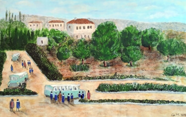 Painting titled "Αρσάκειο Ψυχικού, τ…" by Georgia Melanitou (G.M.), Original Artwork, Marker