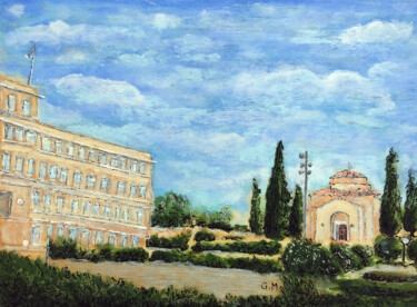 Malerei mit dem Titel "Αρσάκειο - Αγ.Αναστ…" von Georgia Melanitou (G.M.), Original-Kunstwerk, Marker