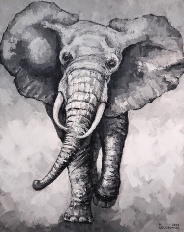 Картина под названием "elephant" - Nikola Golubovski, Подлинное произведение искусства, Акрил