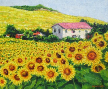 Painting titled "sunflowers" by Nikola Golubovski, Original Artwork, Oil