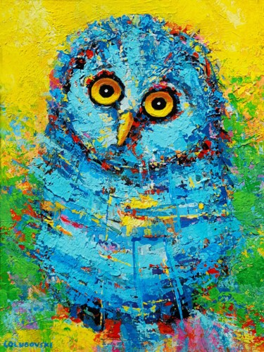 Painting titled "owl ( made in dream…" by Nikola Golubovski, Original Artwork, Acrylic