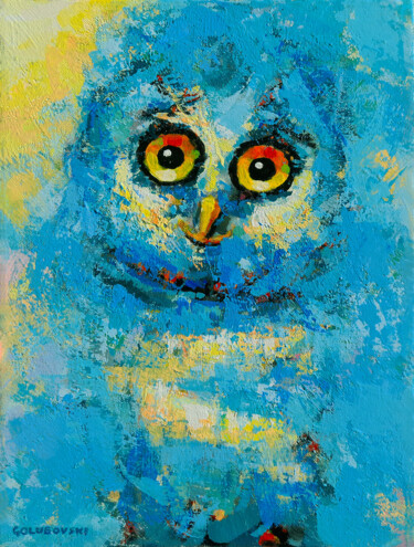 Painting titled "owl ( made in deams…" by Nikola Golubovski, Original Artwork, Acrylic