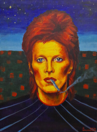 Malerei mit dem Titel "david bowie" von Nikola Golubovski, Original-Kunstwerk, Acryl