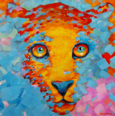 Painting titled "leopard" by Nikola Golubovski, Original Artwork, Acrylic