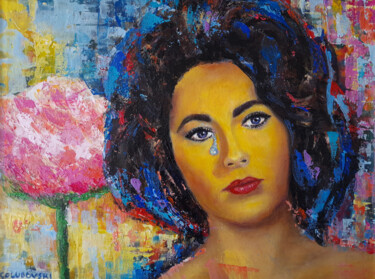 Malerei mit dem Titel "elizabeth taylor" von Nikola Golubovski, Original-Kunstwerk, Acryl