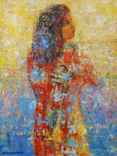 Malerei mit dem Titel "jazz woman" von Nikola Golubovski, Original-Kunstwerk, Acryl