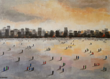 Картина под названием "sunset 3" - Nikola Golubovski, Подлинное произведение искусства, Акрил