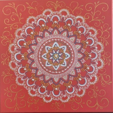 Painting titled "Mandala" by Gnmandala, Original Artwork, Acrylic Mounted on Wood Stretcher frame