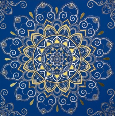 Картина под названием "Mandala of well-bei…" - Gnmandala, Подлинное произведение искусства, Акрил Установлен на Деревянная р…