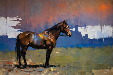 Arts numériques intitulée "horse" par Go San, Œuvre d'art originale, Peinture numérique