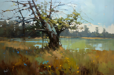 Digital Arts titled "at the pond" by Go San, Original Artwork, Digital Painting