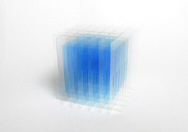 Sculpture titled "Dessin/volume: Cube…" by Go Segawa, Original Artwork, Digital Print