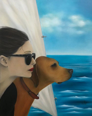 Картина под названием "Cap sur l’amitié" - Elise Gobeil, Подлинное произведение искусства, Масло