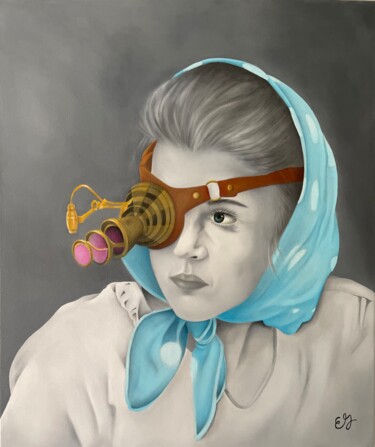 Painting titled "Anachronisme" by Elise Gobeil, Original Artwork, Oil