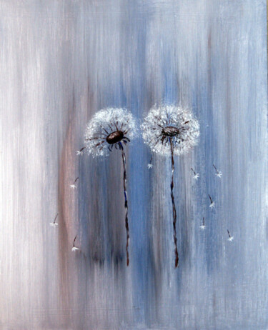 Painting titled "FLOWERS Dandelions" by Nelli Utalishvili, Original Artwork, Acrylic
