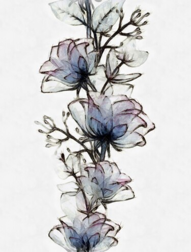 Digital Arts titled "FLOWERS Delicate pe…" by Nelli Utalishvili, Original Artwork, Digital Painting