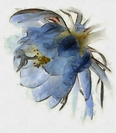 Digital Arts titled "BLUE FLOWER" by Nelli Utalishvili, Original Artwork, Digital Painting