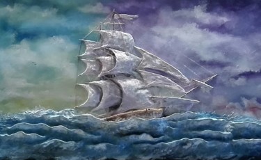 Pittura intitolato "Veliero in mare ape…" da Roberto Gobessi, Opera d'arte originale