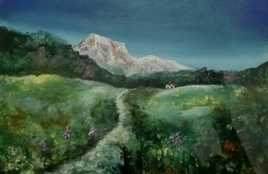 Pittura intitolato "Paesaggio montano" da Roberto Gobessi, Opera d'arte originale