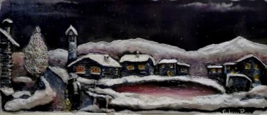 Pittura intitolato "La notte di Natale" da Roberto Gobessi, Opera d'arte originale, Tempera