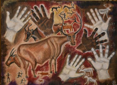 Pittura intitolato "Зарождение изобрази…" da Gocha Kirikashvili, Opera d'arte originale, Acrilico