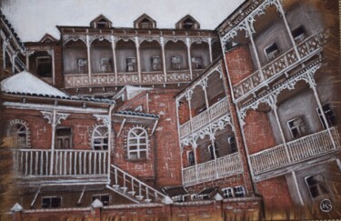 Malerei mit dem Titel "Тбилисские балконы…" von Gocha Kirikashvili, Original-Kunstwerk, Acryl