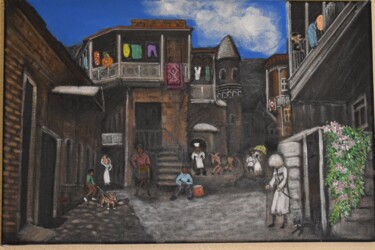 Картина под названием "Жители старого Тбил…" - Гоча Кирикашвили, Подлинное произведение искусства, Акрил