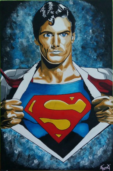 Peinture intitulée "SUPERMAN DC / COMIC…" par Flooyd, Œuvre d'art originale