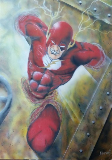 Peinture intitulée "FLASH DC / COMICS -…" par Flooyd, Œuvre d'art originale, Acrylique